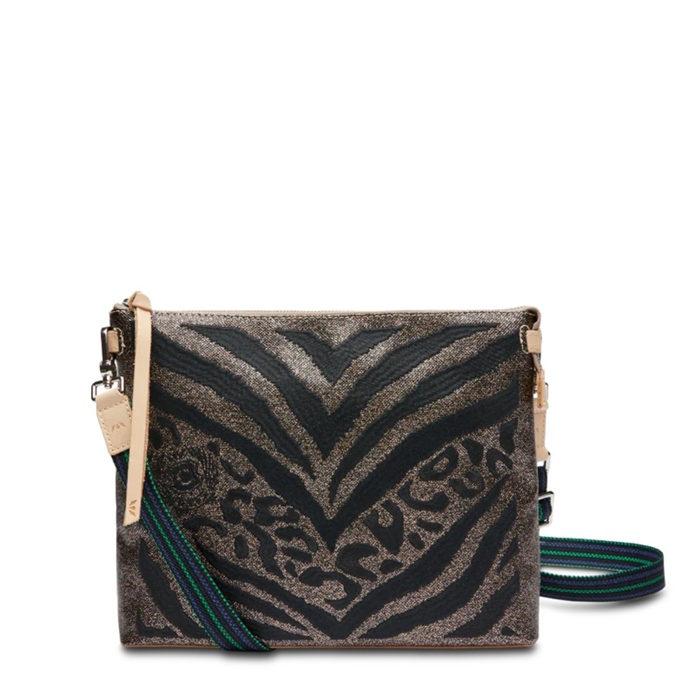 Consuela Selena Downtown Crossbody Bag Purse New With Tags Black Gold Glitter